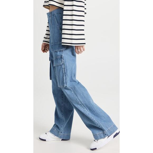 Frame Relaxed Straight Cargo Jeans Size 26 Rhythm Light Wash Wide Leg - Picture 3 of 12